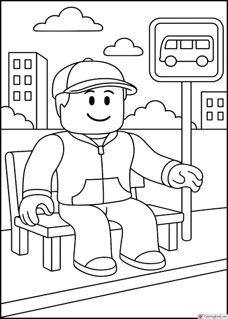Roblox Avatar Waiting at a Roblox Bus Stop