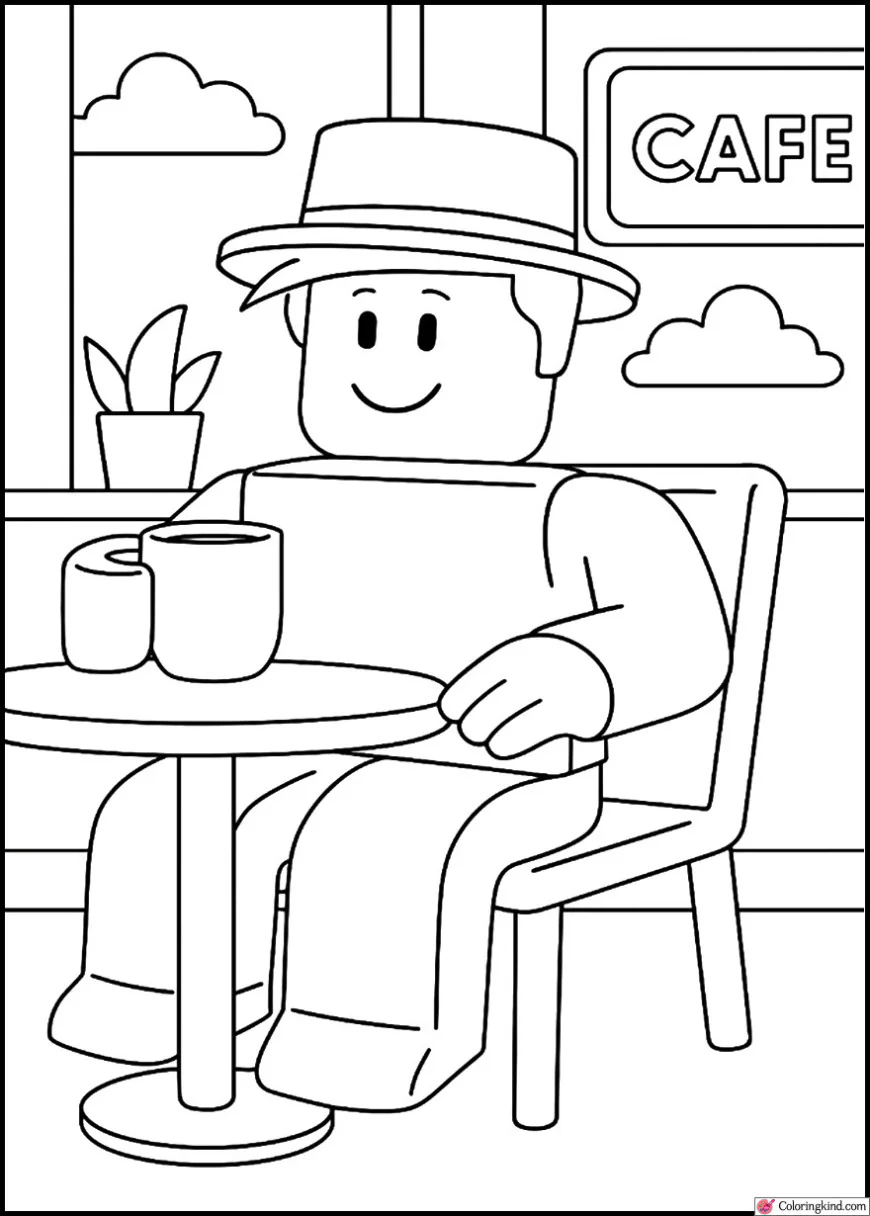 Roblox Character Relaxing in Roblox Café