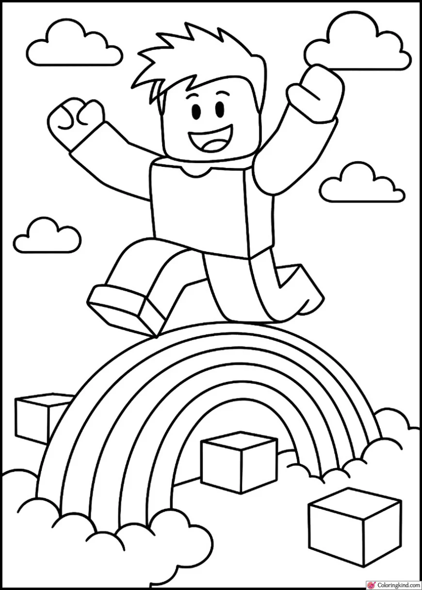 Roblox Character Jumping Over Rainbow Obby