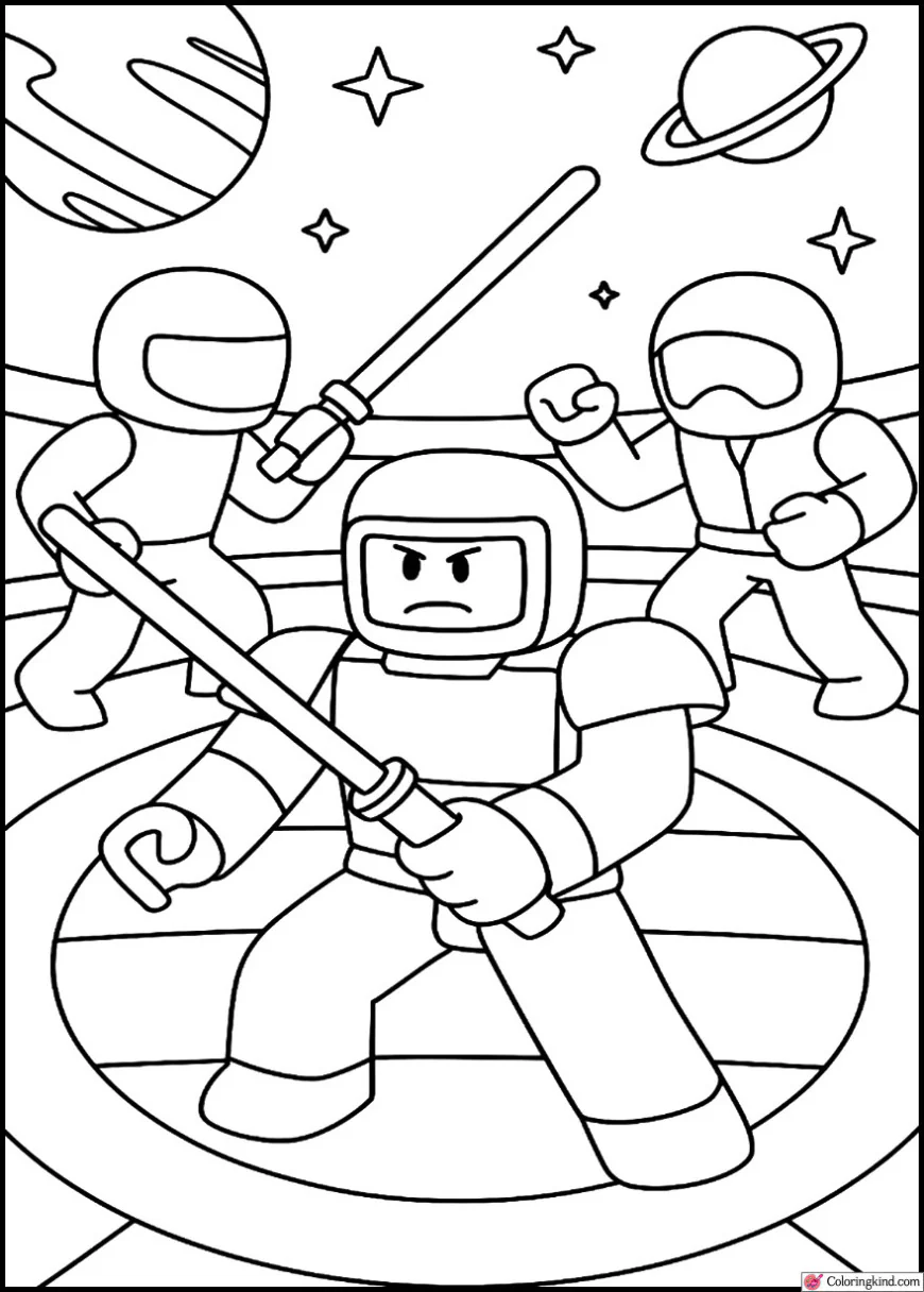 Roblox Character Battling in Space Arena