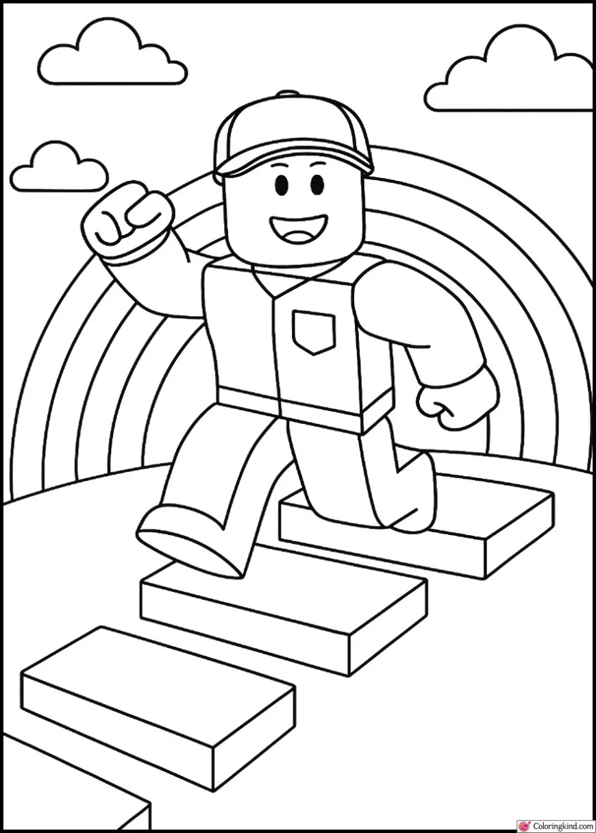 Roblox Character Jumping Over Rainbow Obby