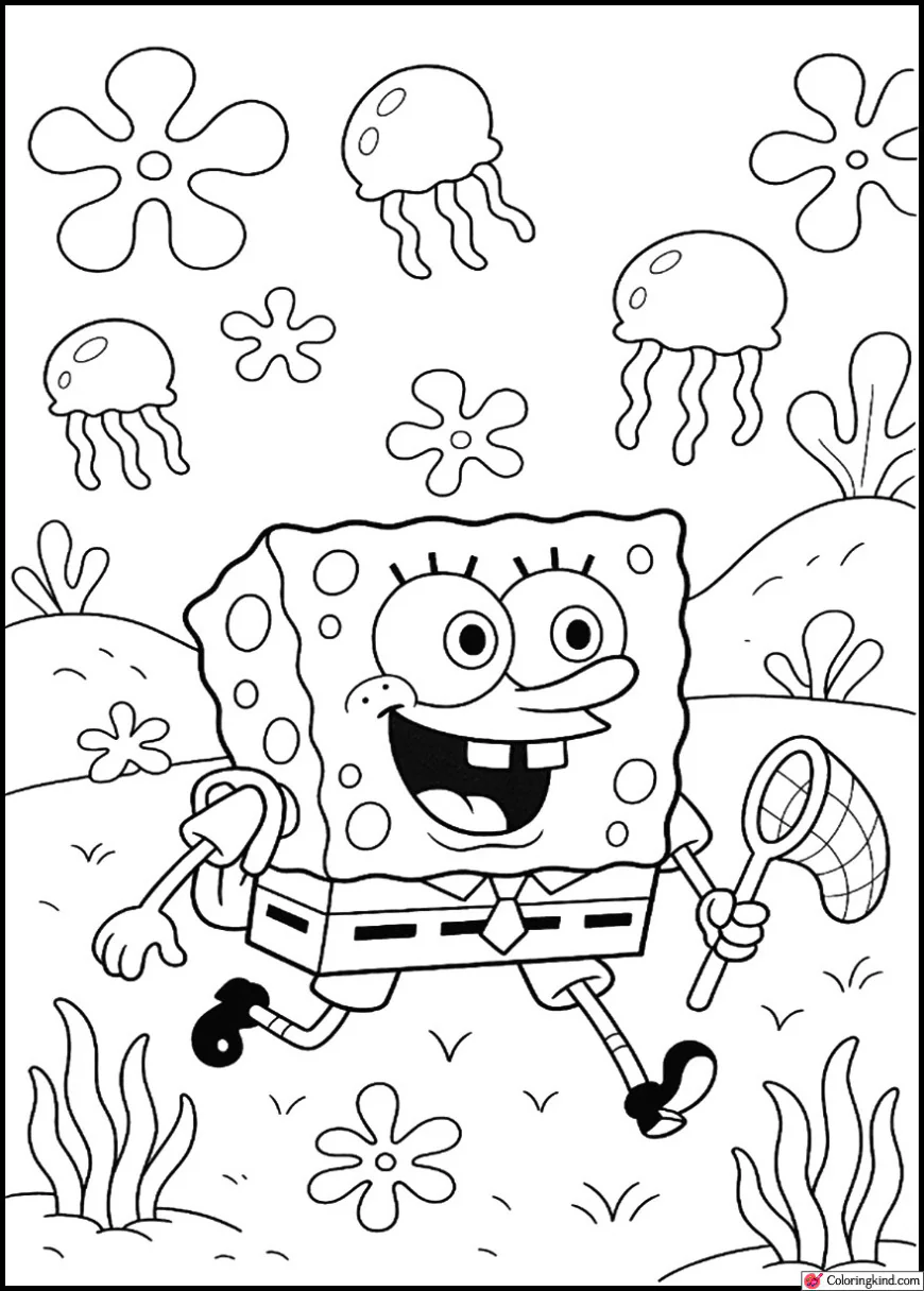SpongeBob Exploring Jellyfish Fields