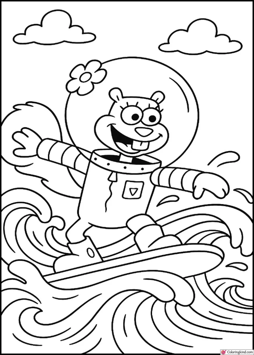 Sandy Surfing Waves in Her Air Suit