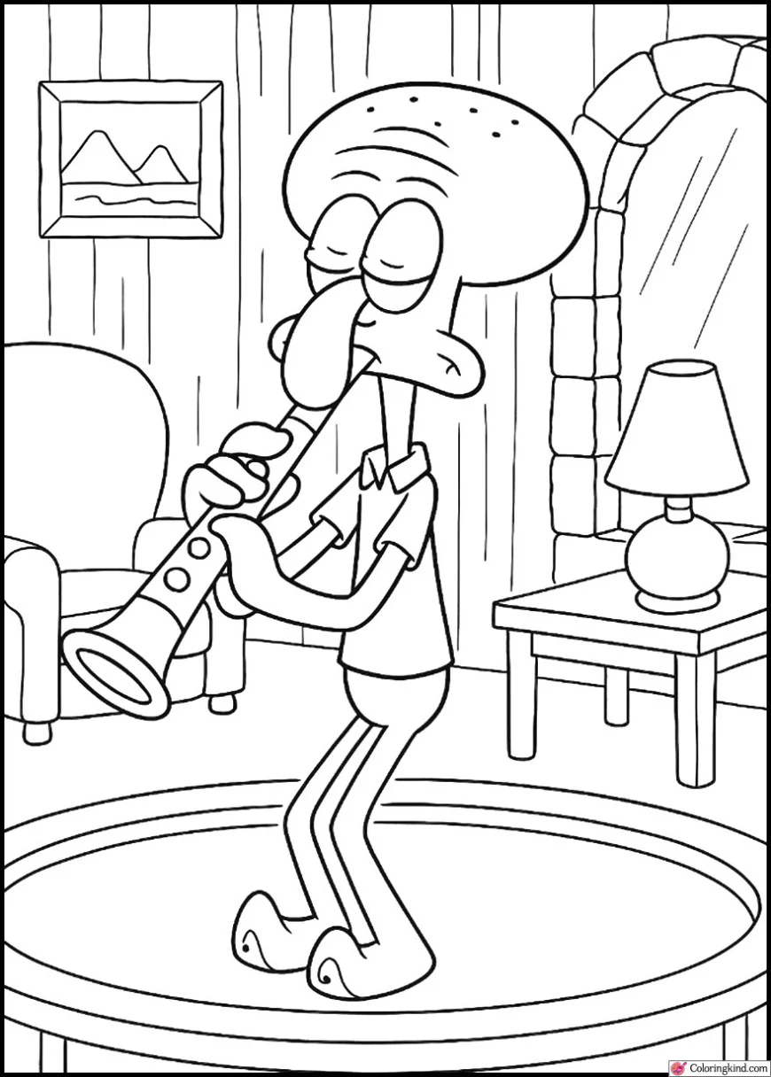 Squidward Playing Clarinet at Home