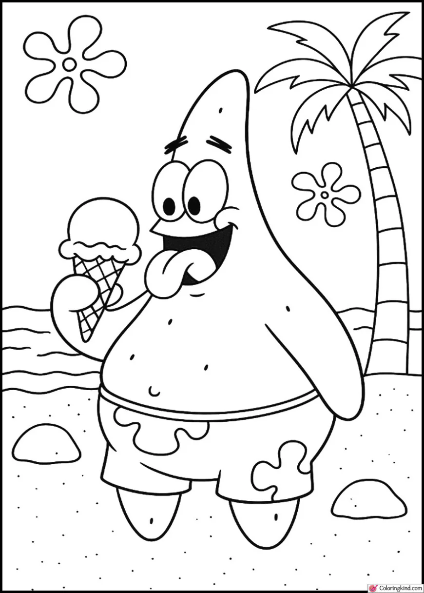 Patrick Eating Ice Cream at Goo Lagoon