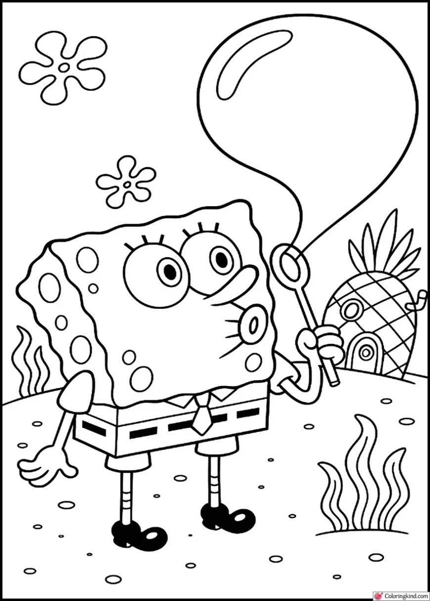 SpongeBob Blowing Giant Bubbles in Bikini Bottom