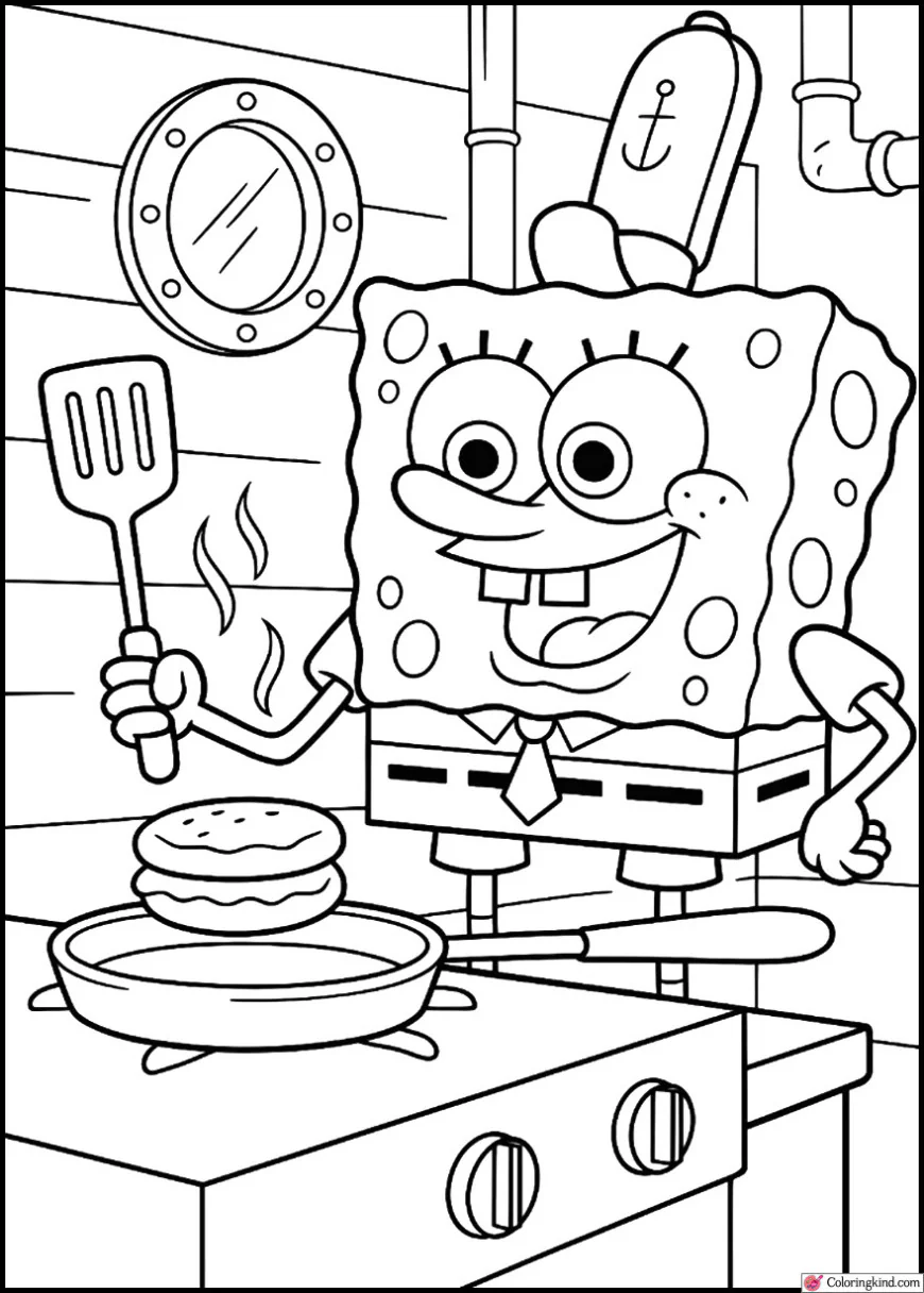 SpongeBob Cooking in the Krusty Krab Kitchen