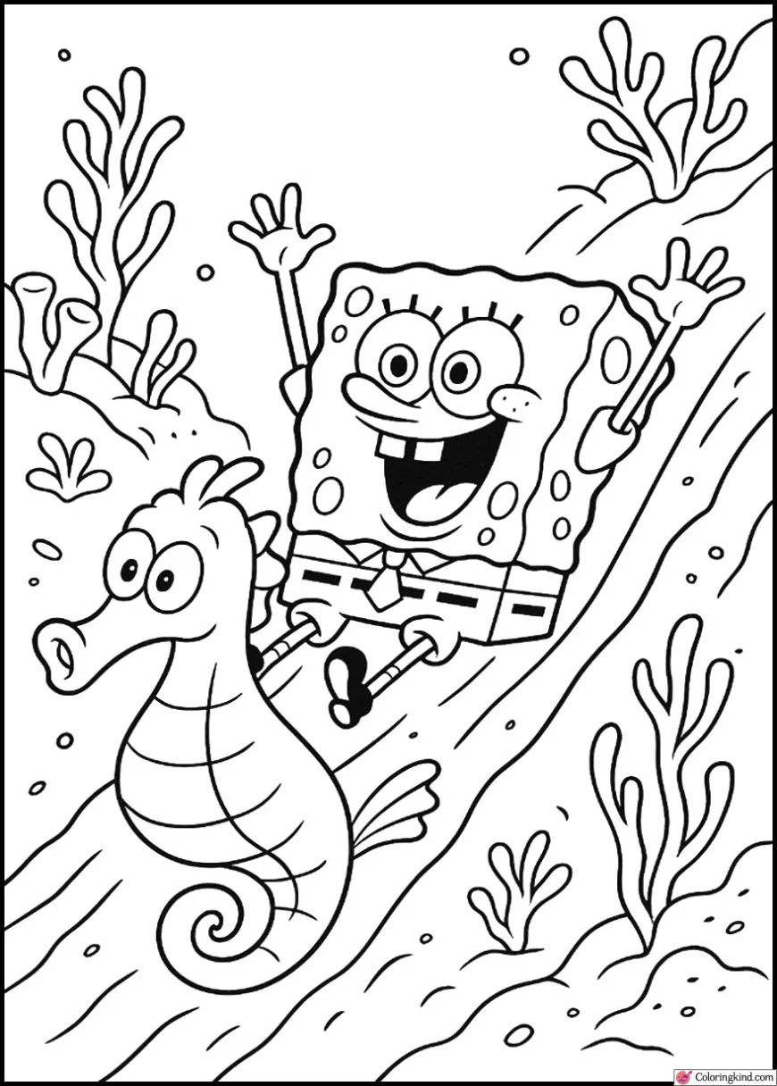 SpongeBob Sliding Down Coral Slope