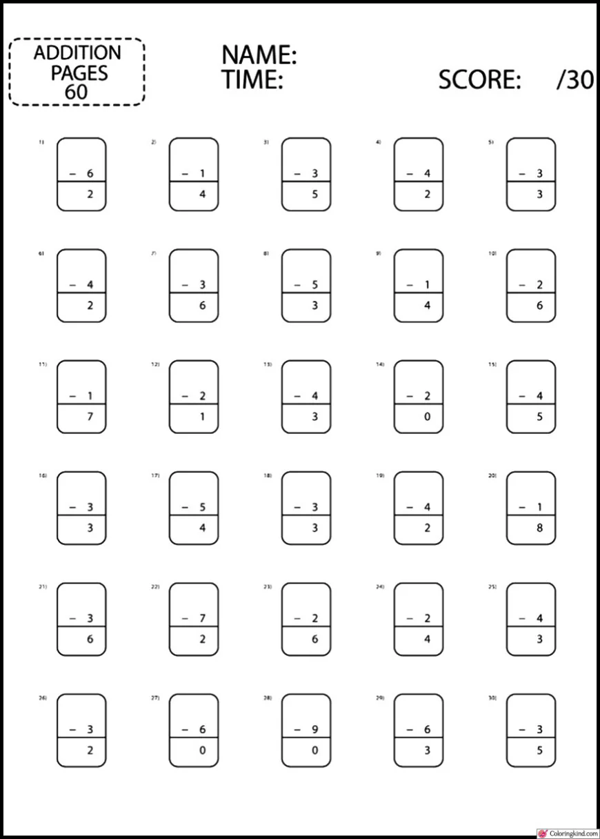 Subtraction Worksheets