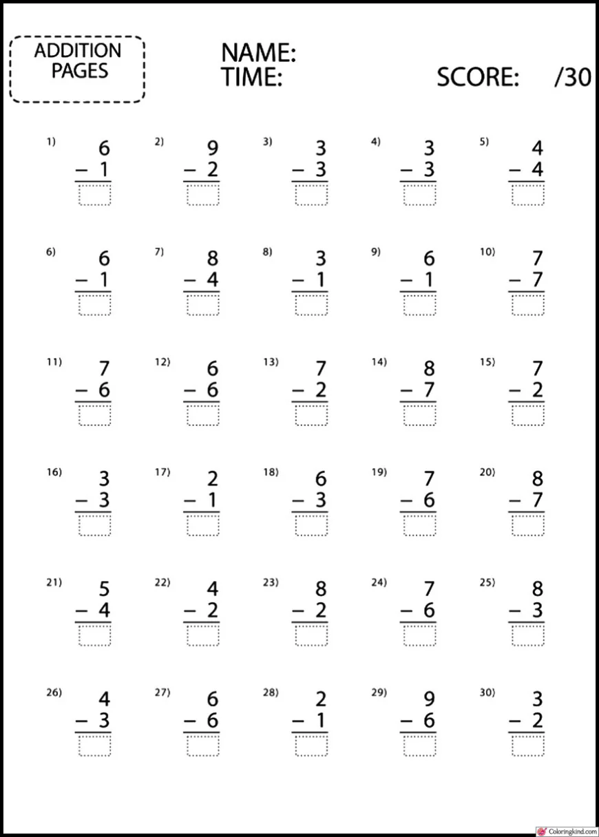 Subtraction Worksheets