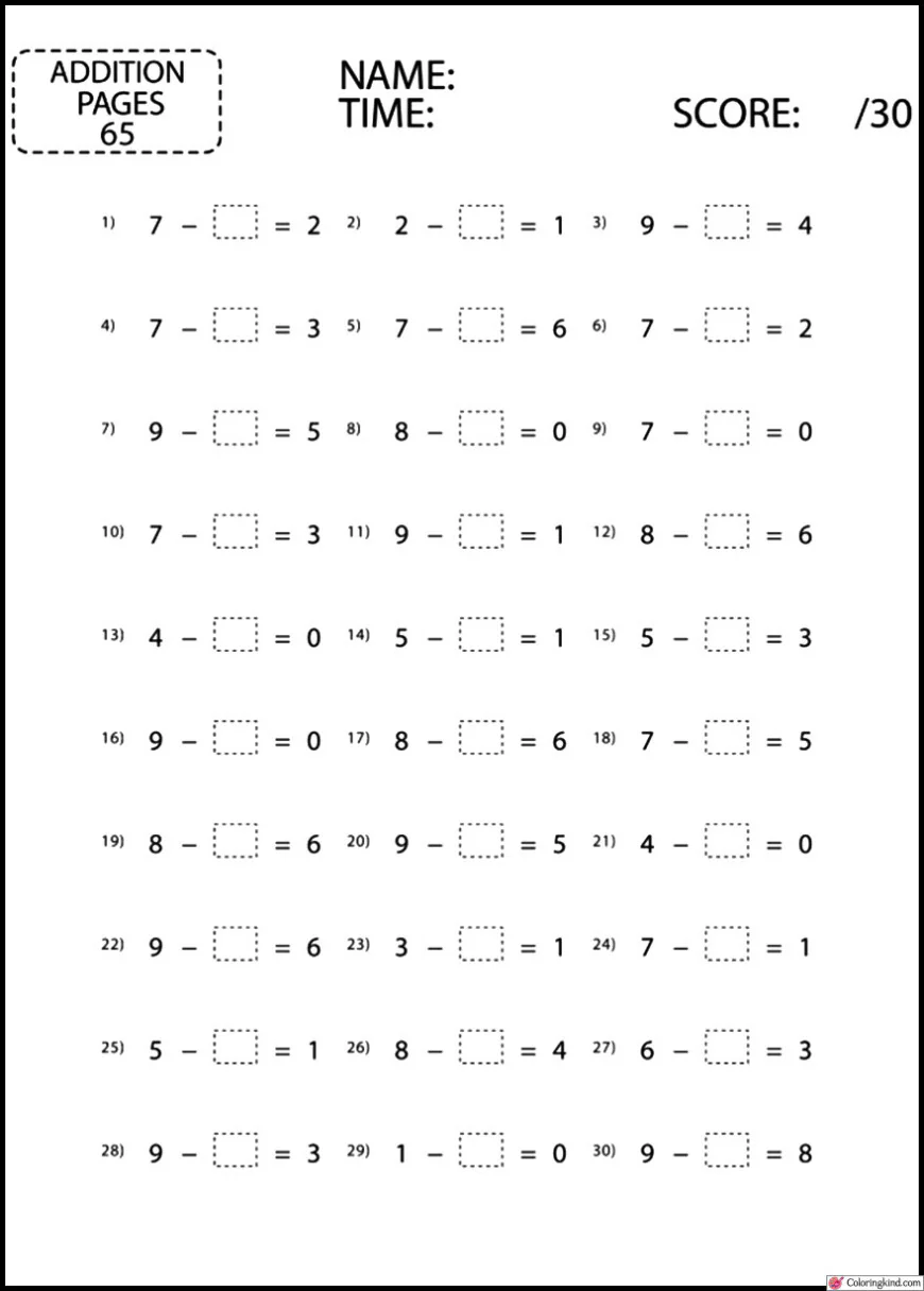 Subtraction Worksheets