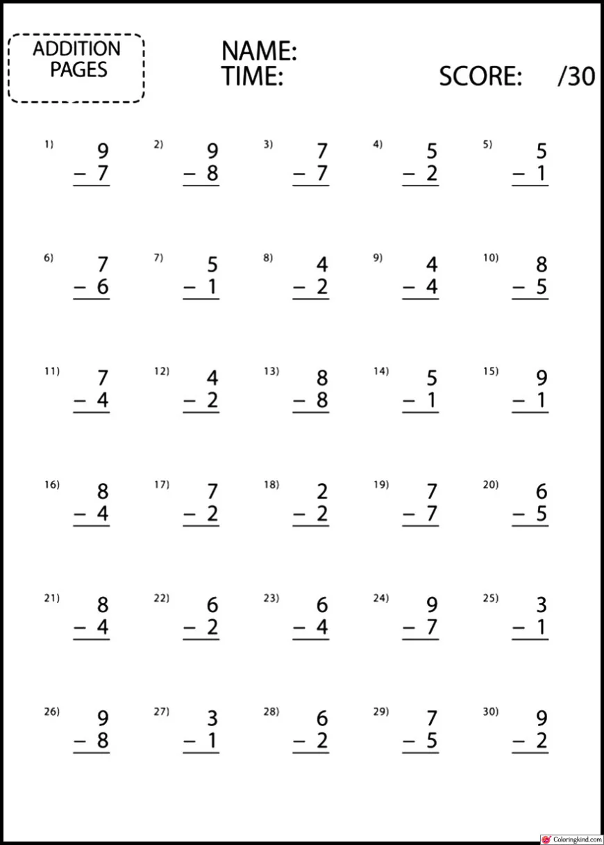 Subtraction Worksheets
