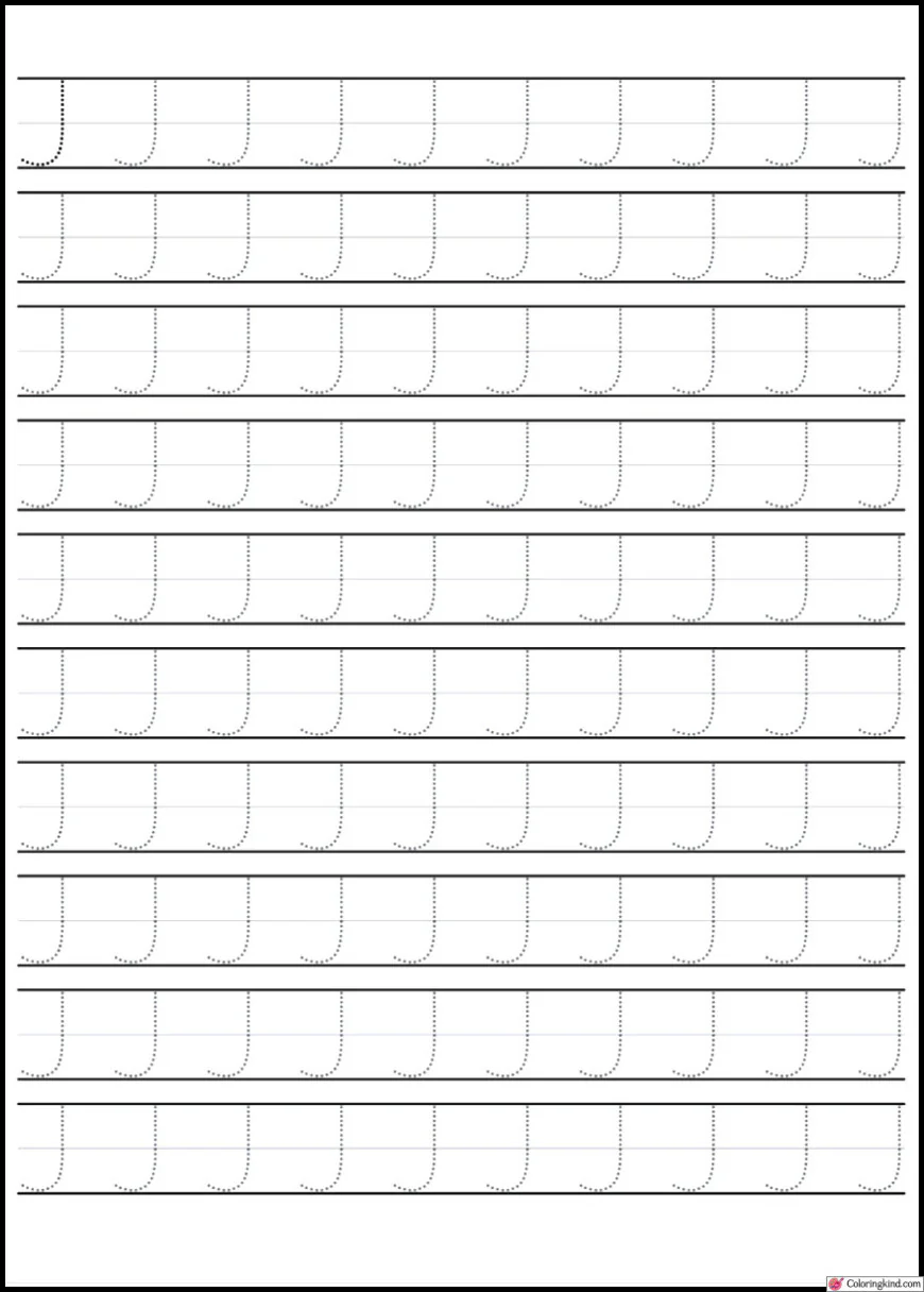 I - J Letter Tracing Worksheets