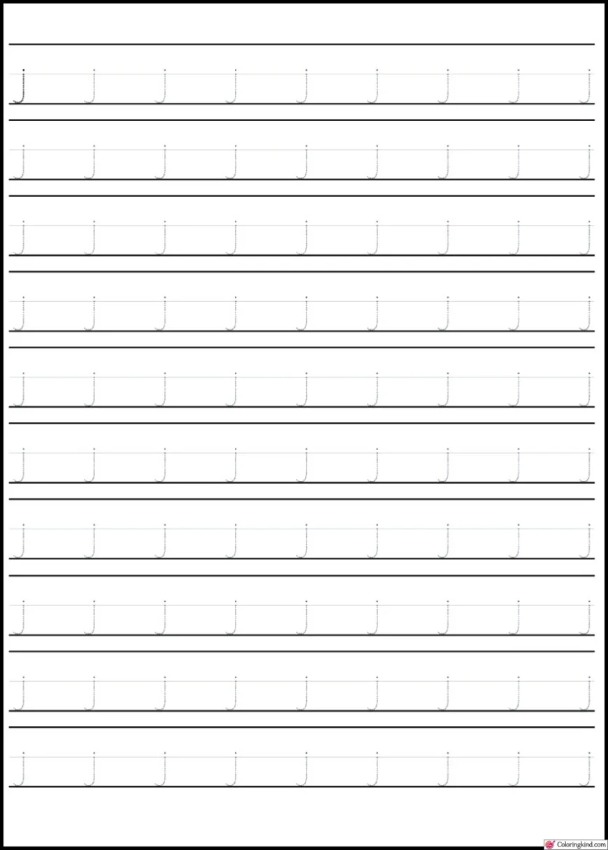 I - J Letter Tracing Worksheets