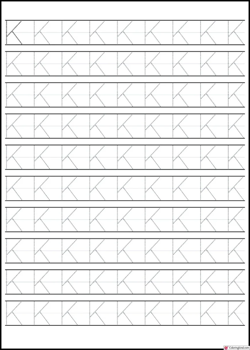 K - L Letter Tracing Worksheets