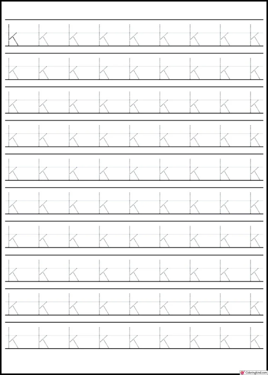 K - L Letter Tracing Worksheets
