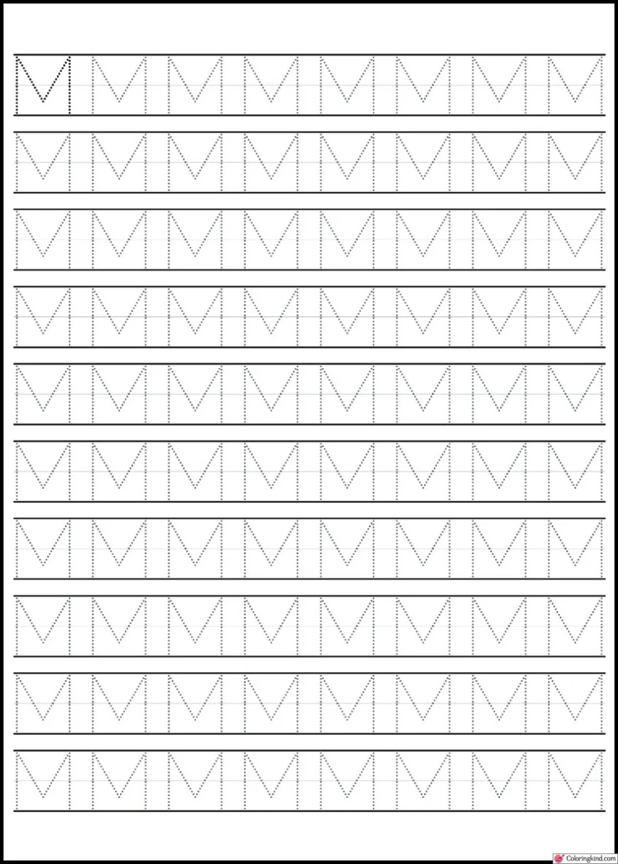 M-N Letter Tracing Worksheets