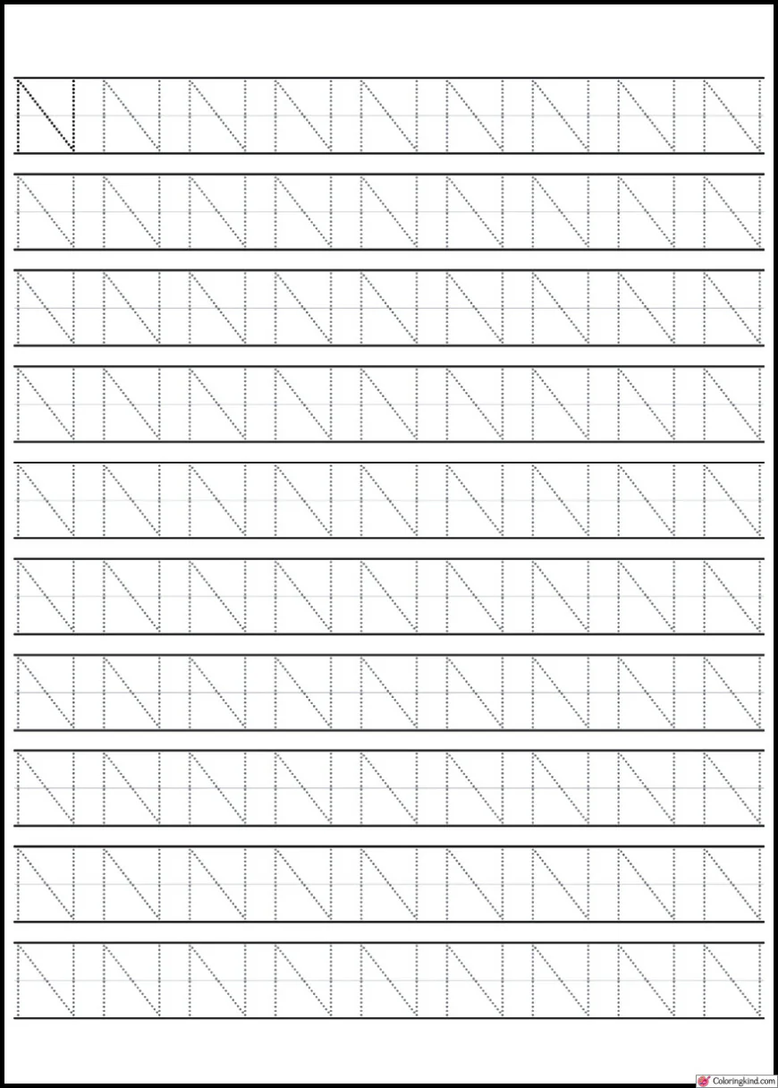 M-N Letter Tracing Worksheets