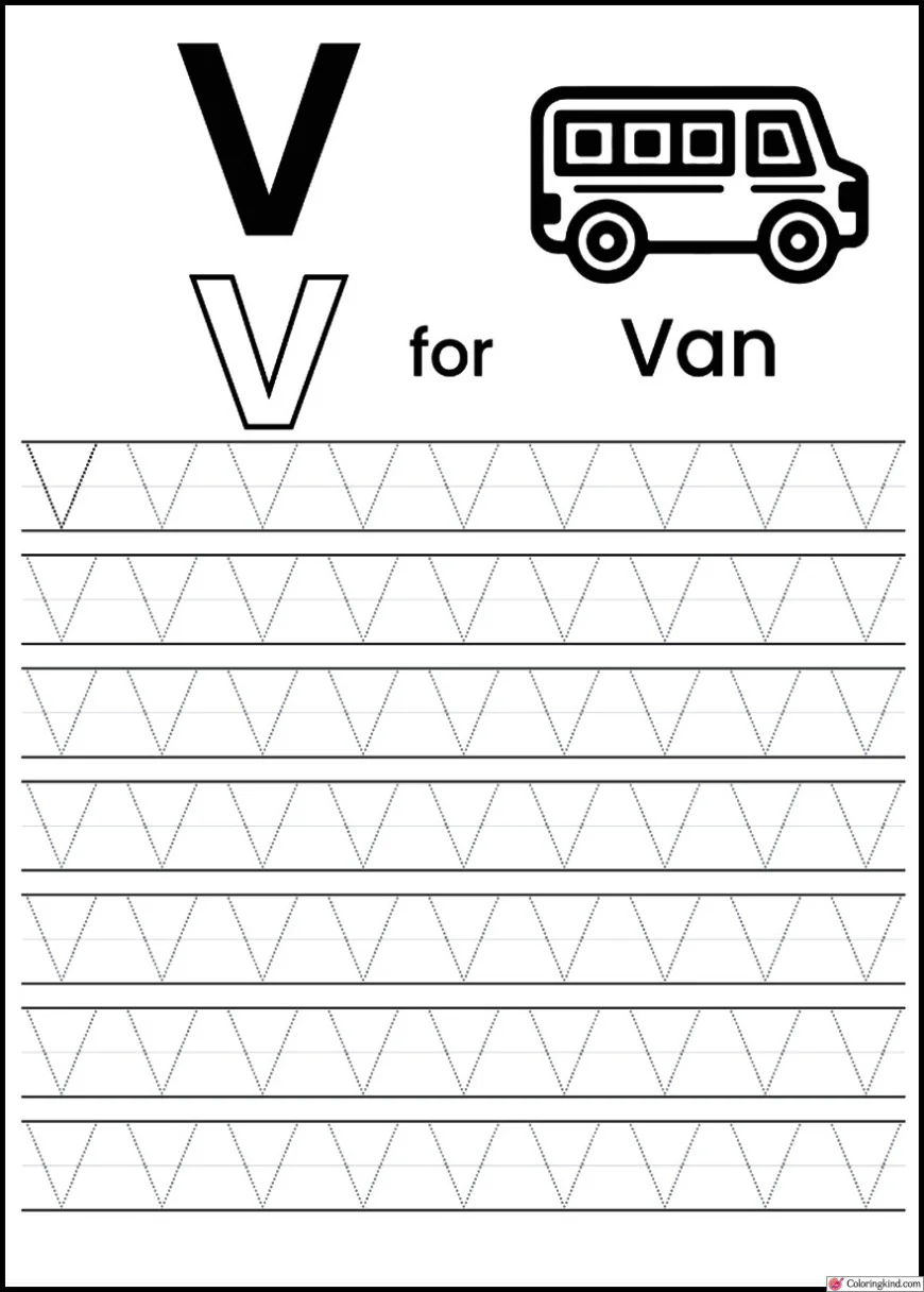 V-W Letter Tracing Worksheets