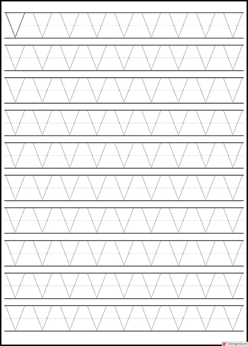 V-W Letter Tracing Worksheets