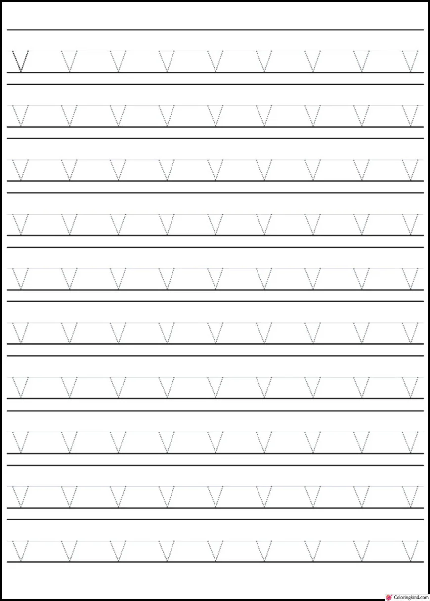 V-W Letter Tracing Worksheets