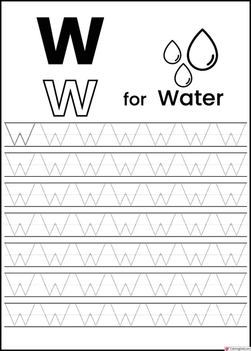 V-W Letter Tracing Worksheets