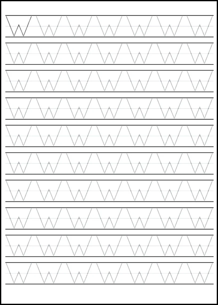 V-W Letter Tracing Worksheets