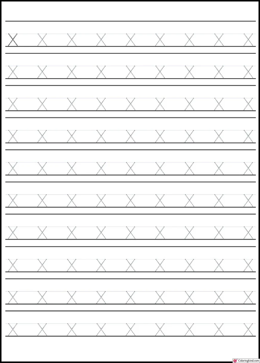 X-Y-Z Letter Tracing Worksheets