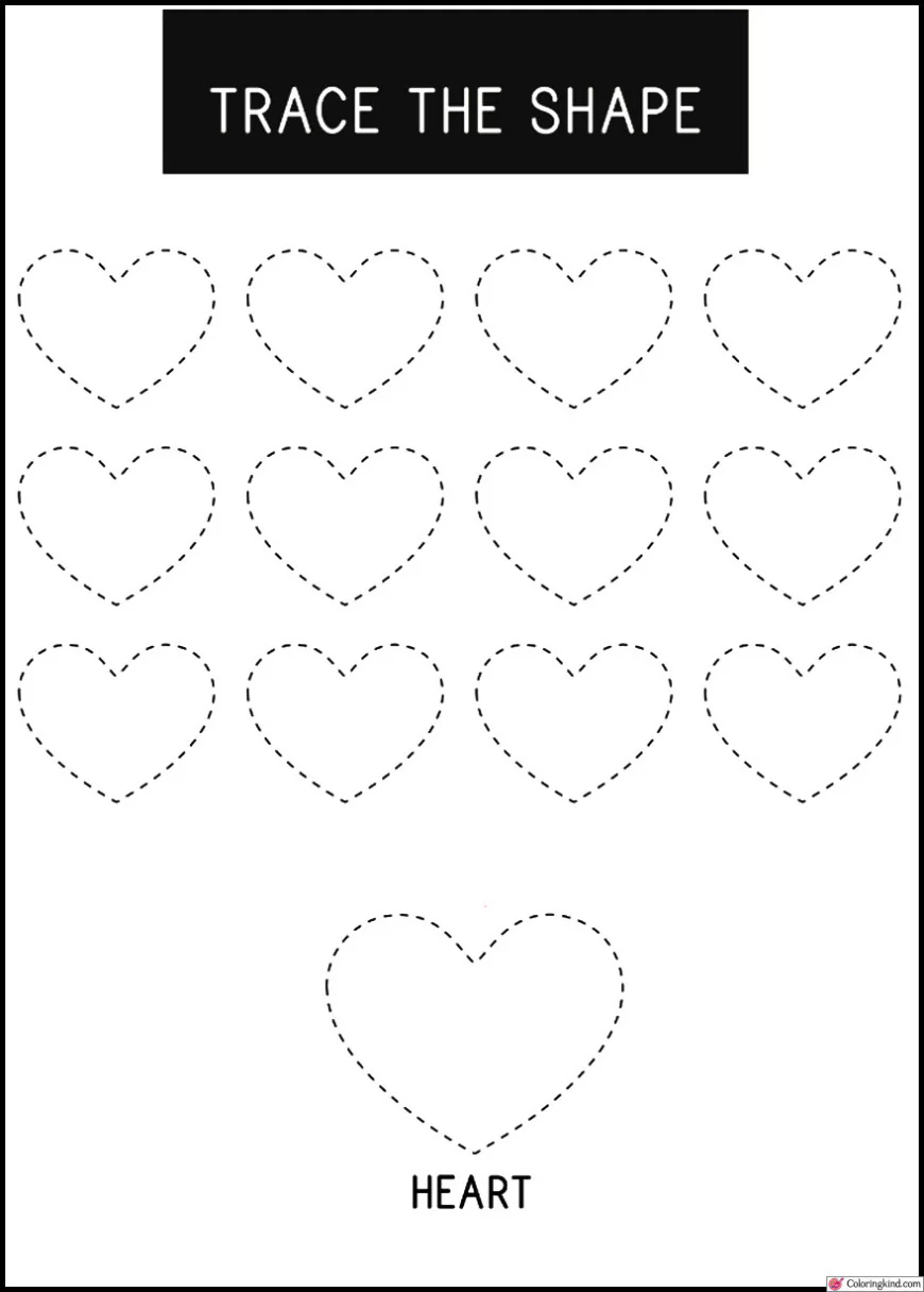 Heart Shape Tracing Worksheet