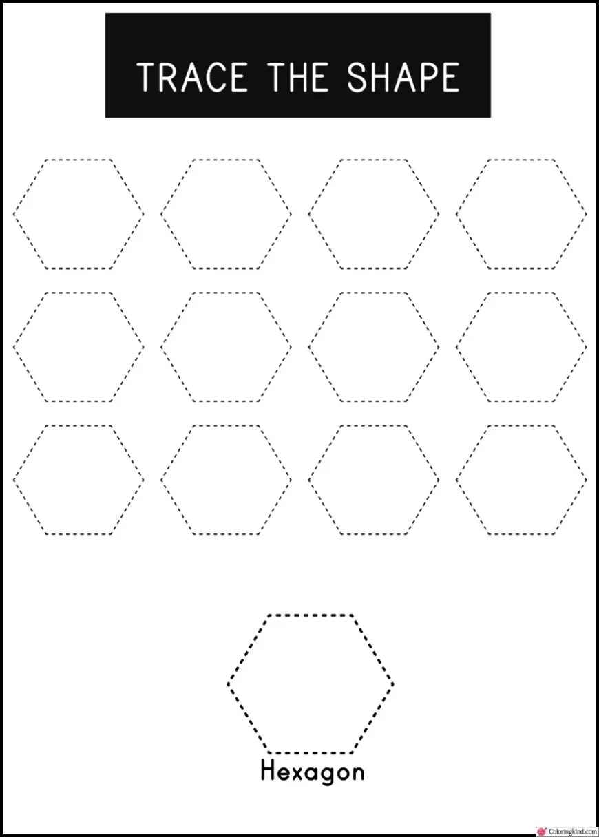 Hexagon Shape Tracing Worksheet