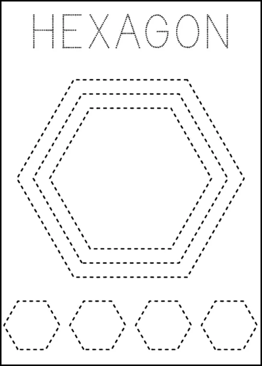 Hexagon Shape Tracing Worksheet