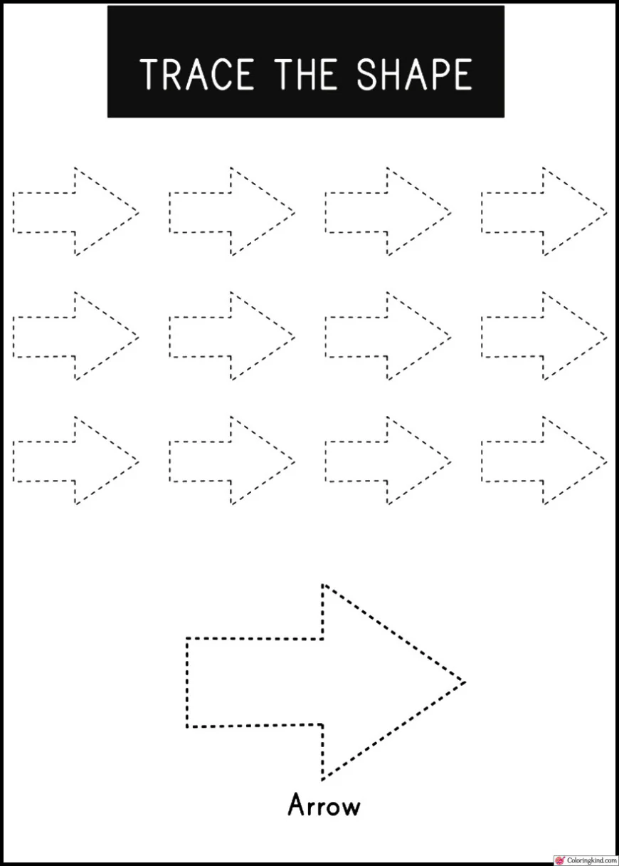 Arrow Shape Tracing Worksheet