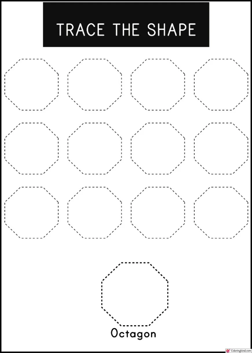 Octagon Shape Tracing Worksheet
