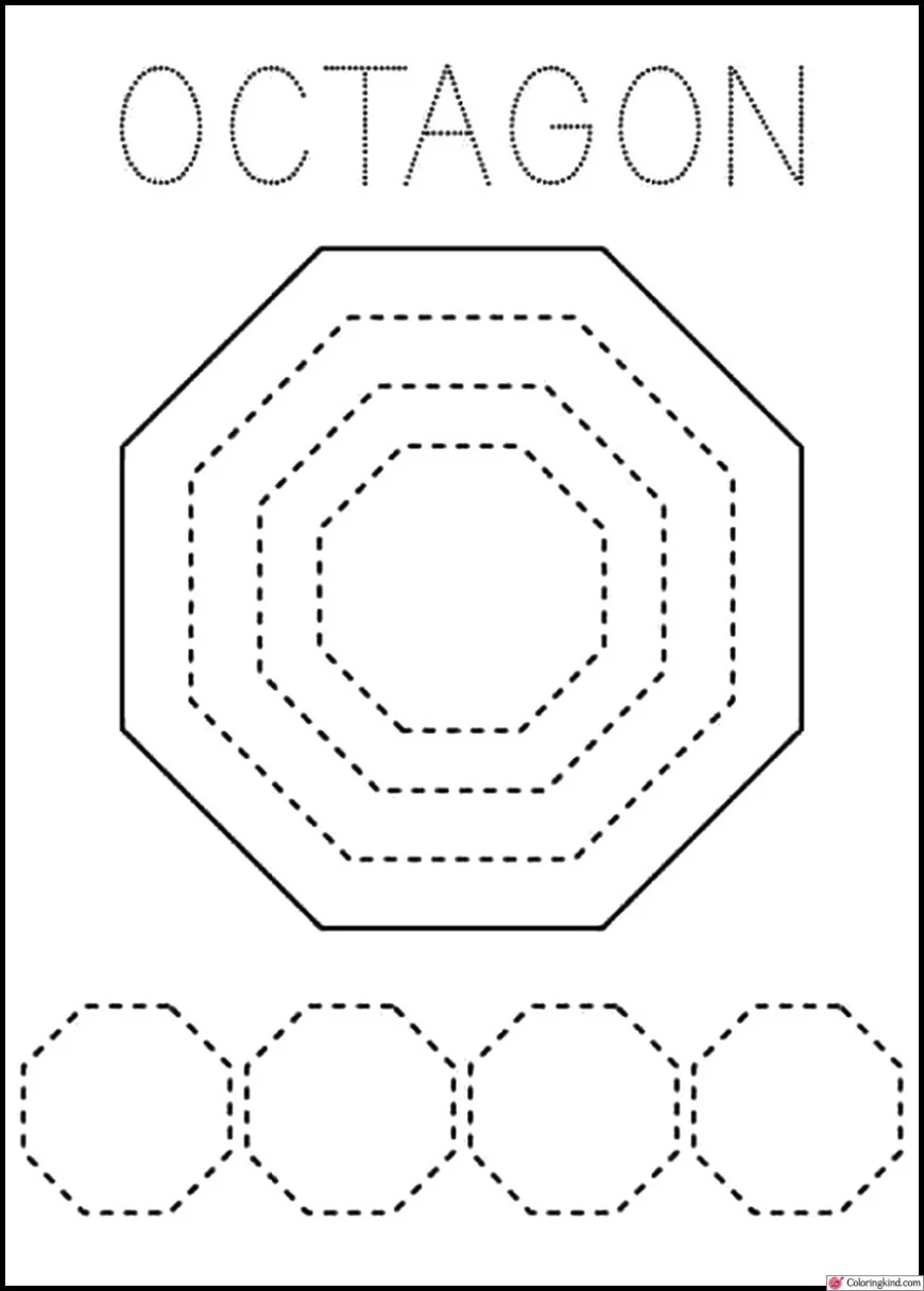 Octagon Shape Tracing Worksheet