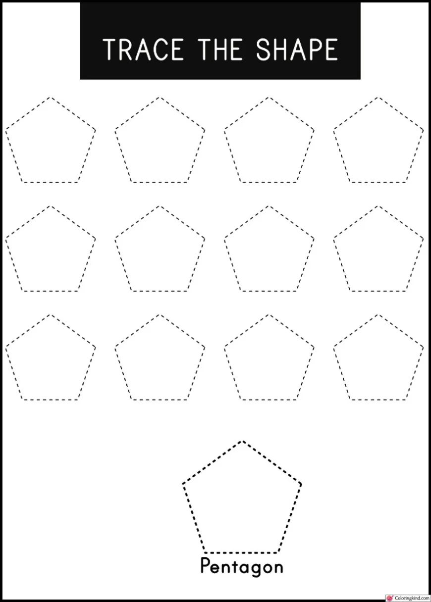 Pentagon Shape Tracing Worksheet