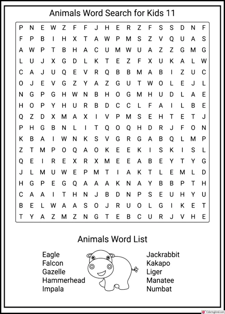 Animals Word Search Worksheets