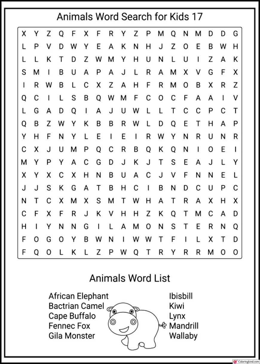 Word Search Worksheet Free