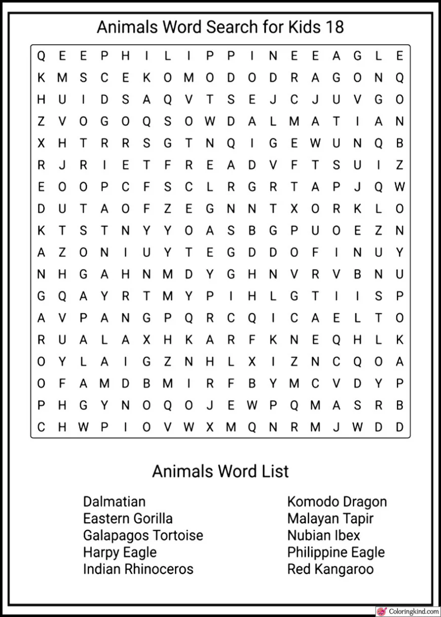 Word Search Worksheet Free