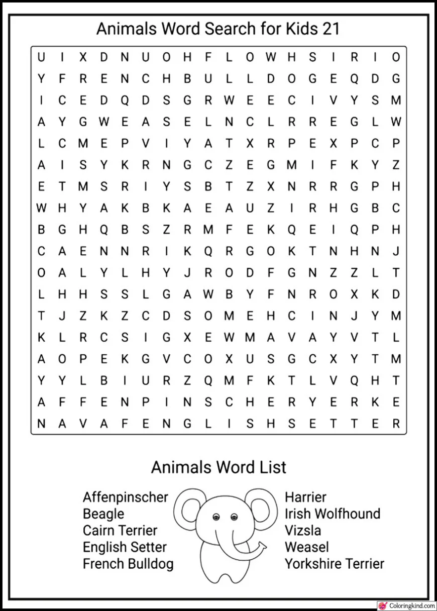 Word Search Worksheet Free