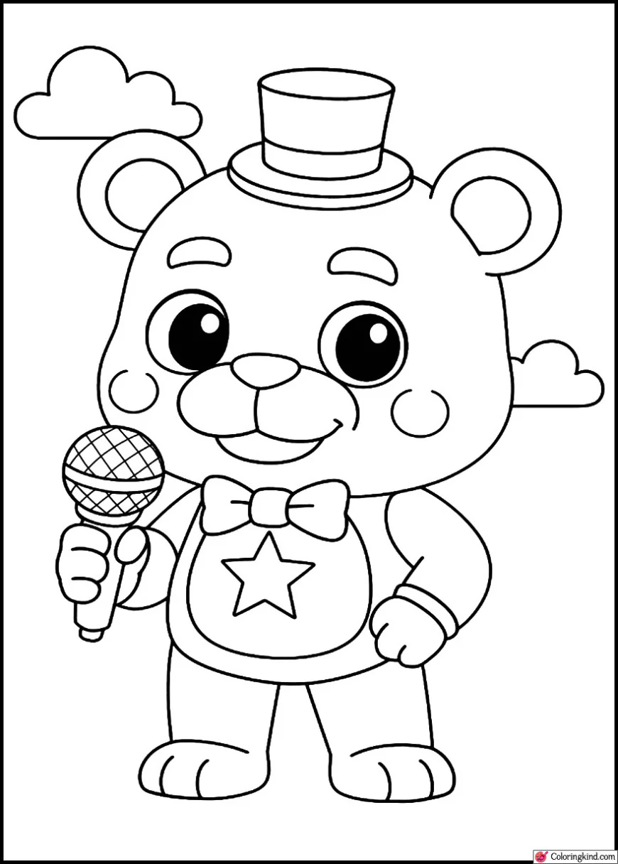 Chibi Freddy Holding a Microphone