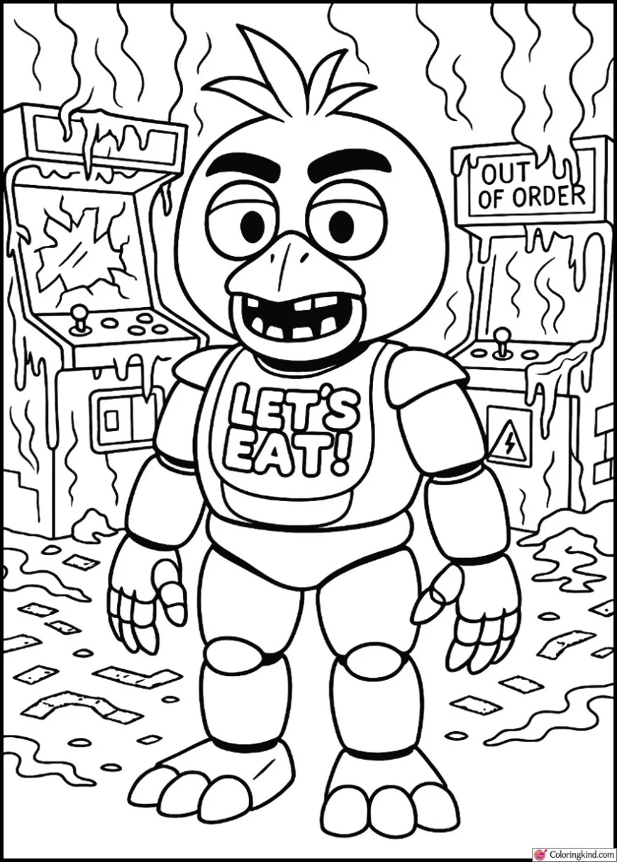 Phantom Chica in Arcade Ruins