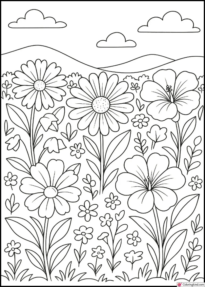 Summer Meadow with Blooming Flowers