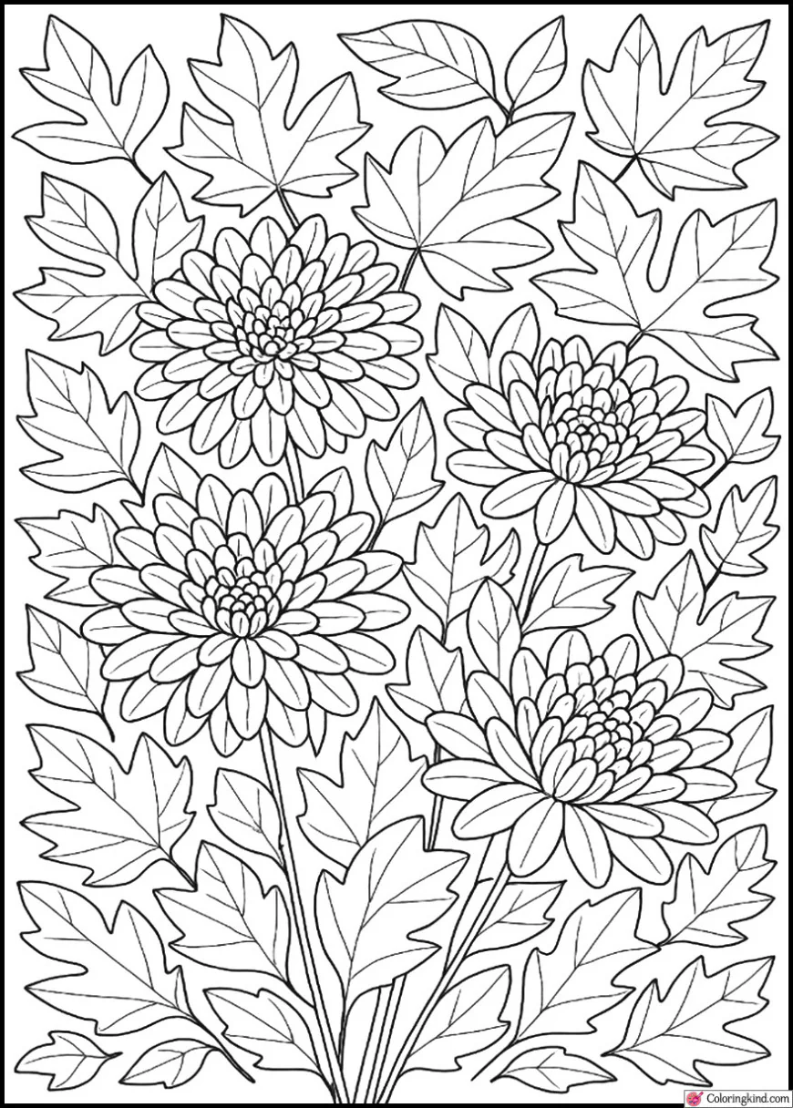 Autumn Leaves with Chrysanthemums