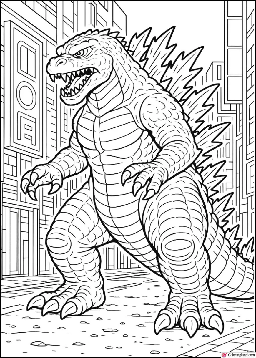 Godzilla Marching Through Neon Shinjuku