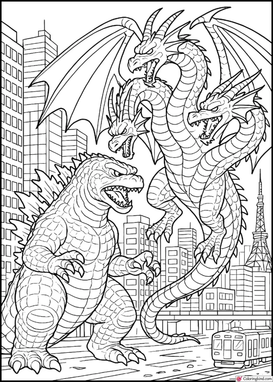 Godzilla vs. King Ghidorah in Downtown Tokyo