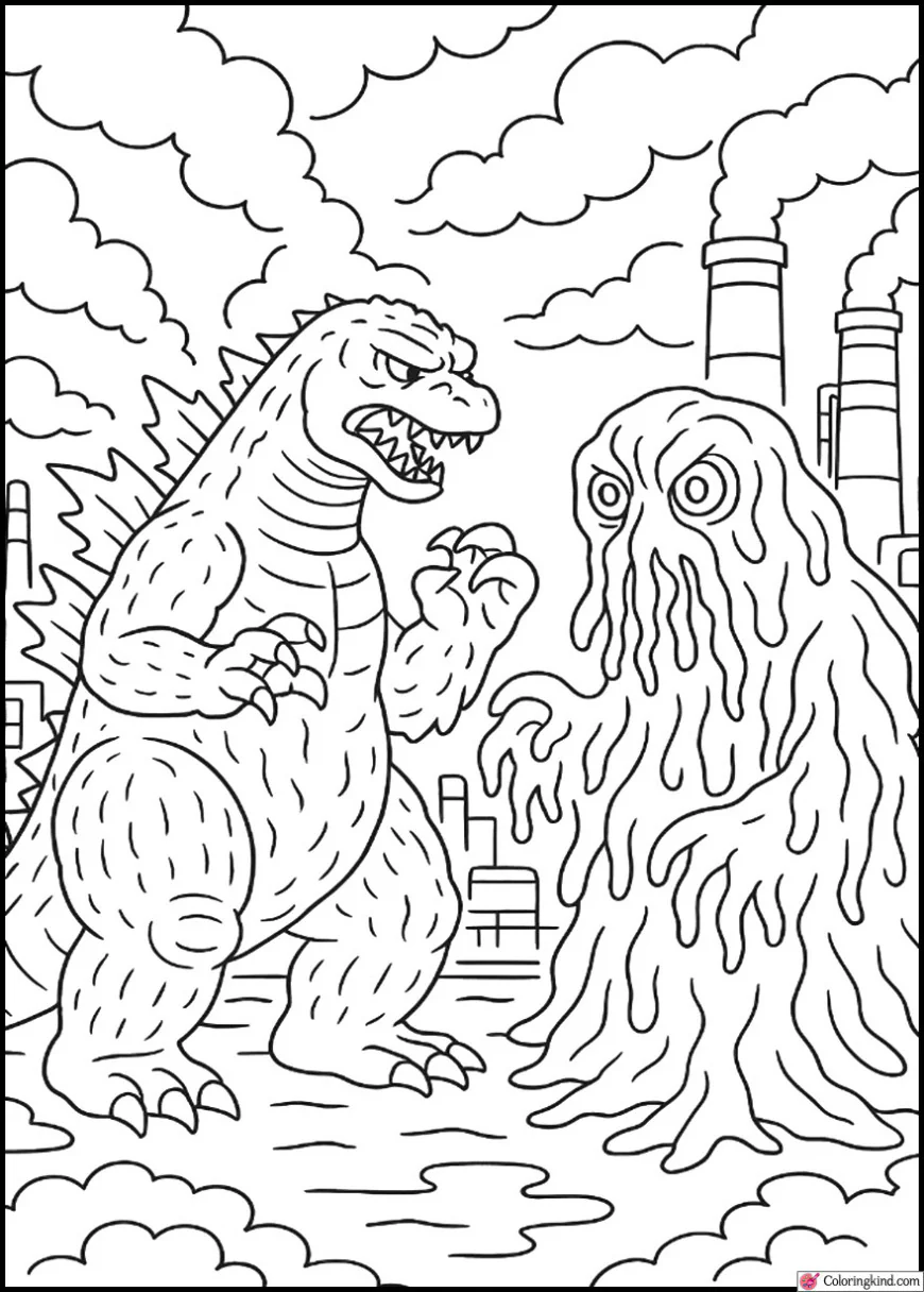 Godzilla vs. Hedorah in Smoky Industrial Zone