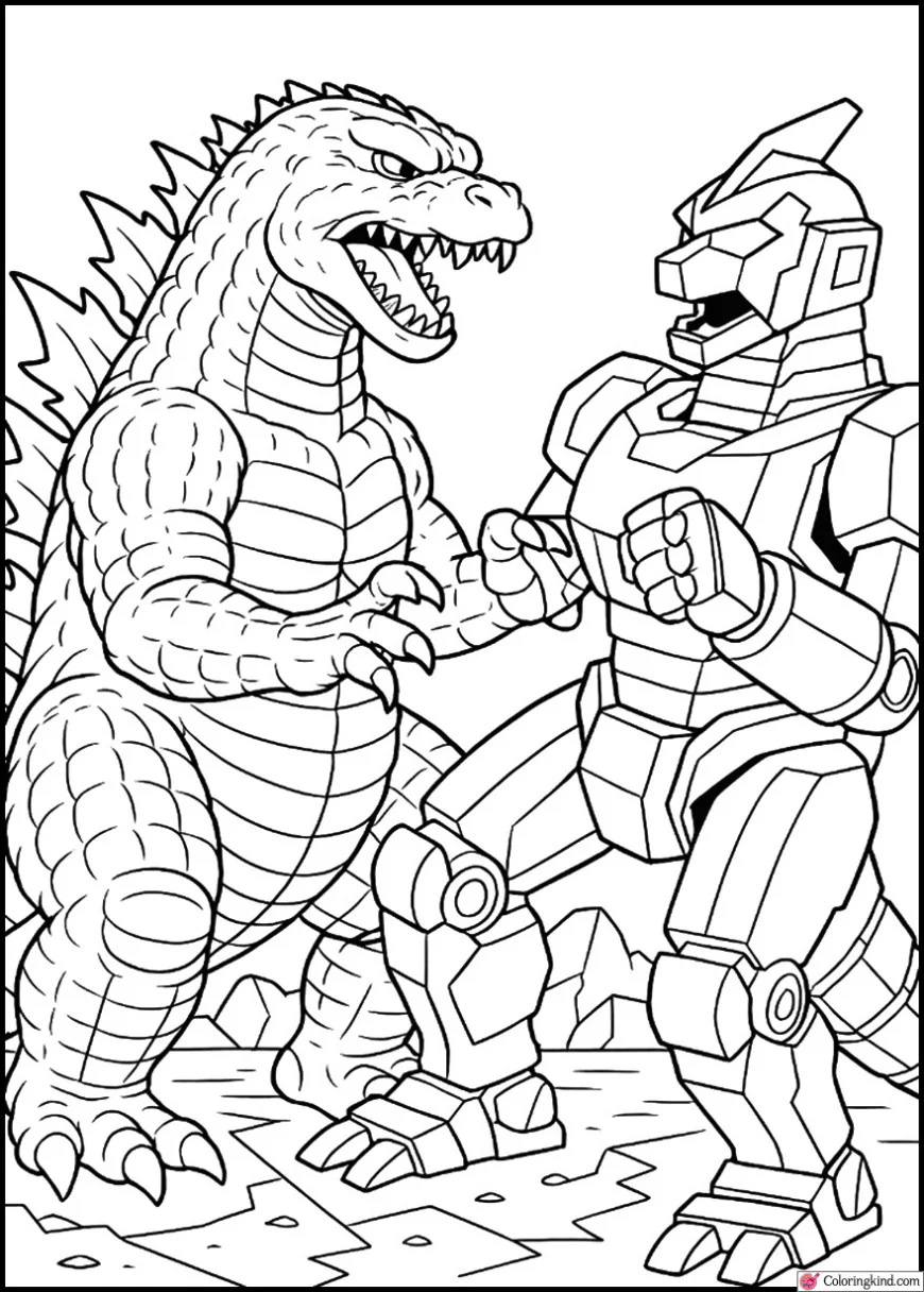 Godzilla Attacking Giant Robot