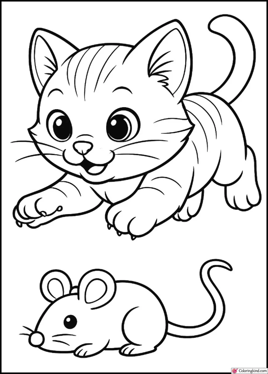 Kitten Jumping at Wind-Up Mouse Toy