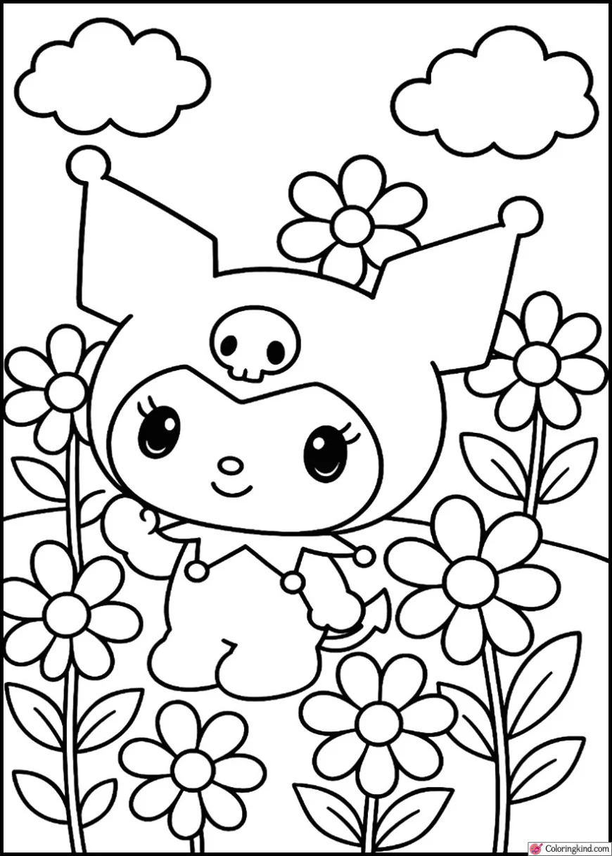 Kuromi in a Magical Flower Garden