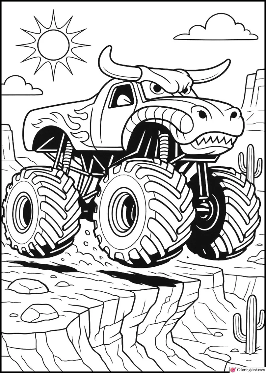 El Toro Loco Charging Across a Desert Canyon